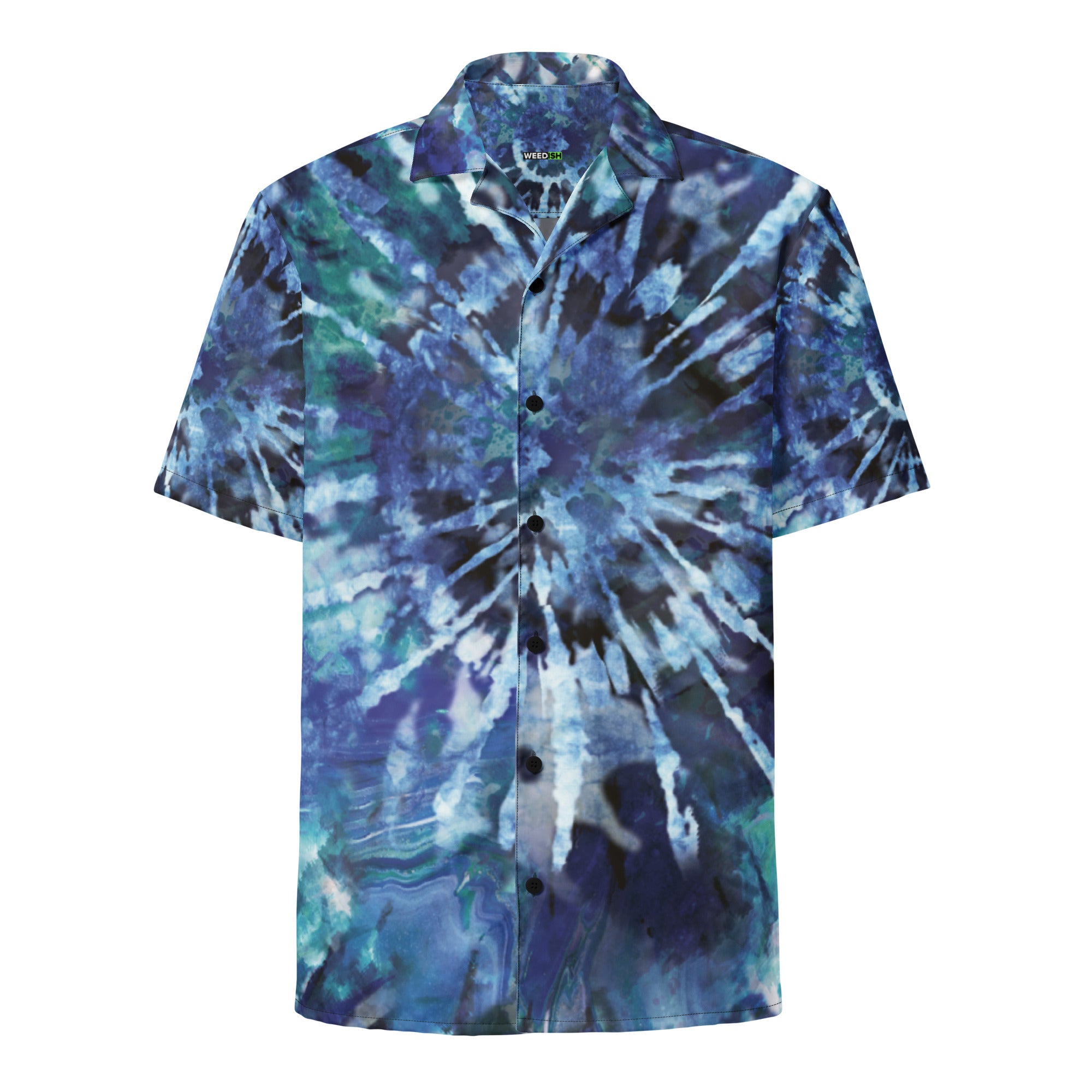 WEEDISH BLUE TIE-DYE BUTTON-UP RETIREMENT SHIRT