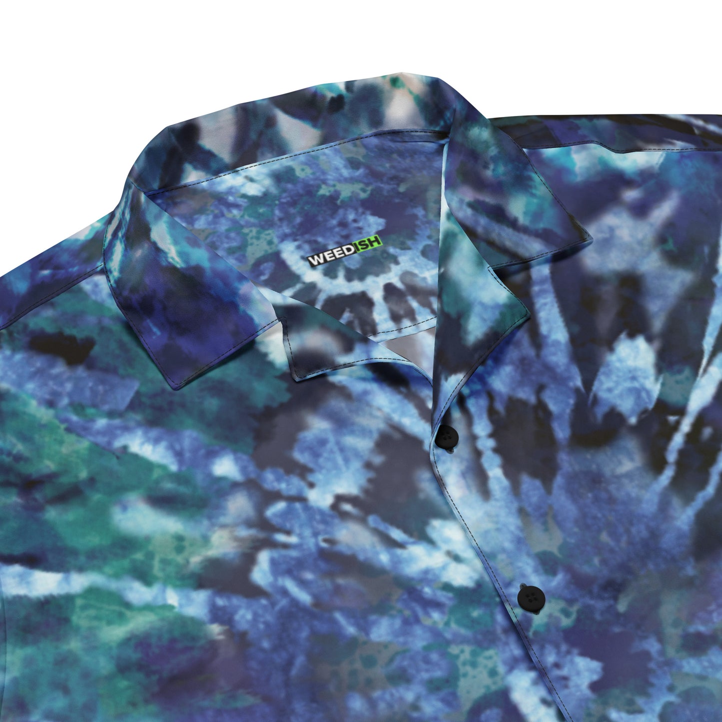 WEEDISH BLUE TIE-DYE BUTTON-UP RETIREMENT SHIRT